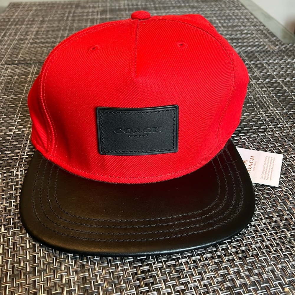 Coach Flat Brim Hat | Red | Never Worn